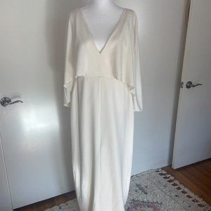 Halston Heritage white long cape dress